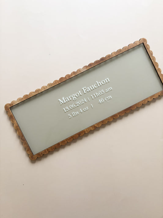 Acrylique // Cadre rectangle informations de naissance